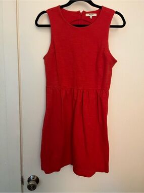 Madewell Red Sleeveless Gathered-Waist Dress